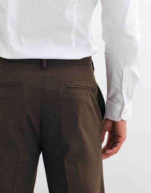 ASOS DESIGN tailored tapered trousers in brown, 4 of 10