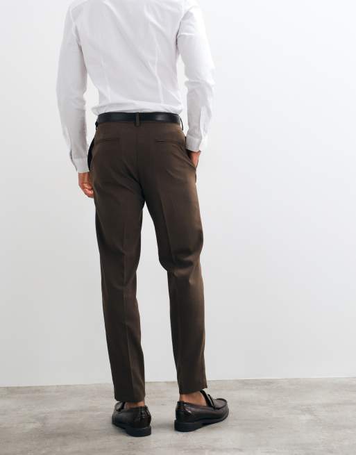 ASOS DESIGN tailored tapered trousers in brown, 5 of 10