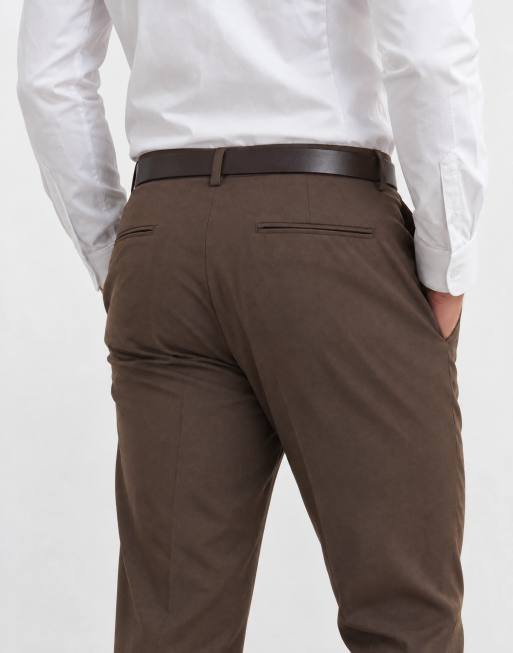 ASOS DESIGN tailored tapered trousers in brown, 9 of 10