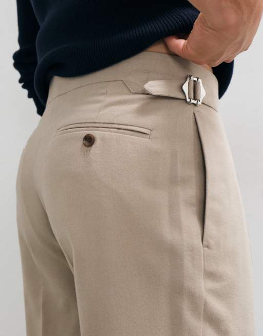 ASOS DESIGN tailored tapered trousers in dark stone flannel, 4 of 5