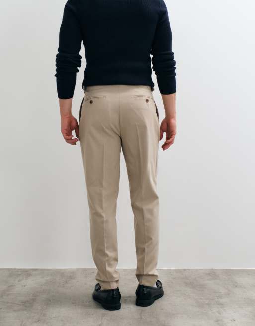 ASOS DESIGN tailored tapered trousers in dark stone flannel, 5 of 5