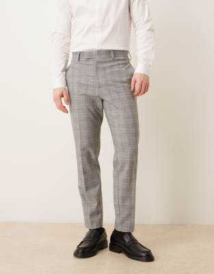 ASOS DESIGN tailored tapered trousers in grey tonal check