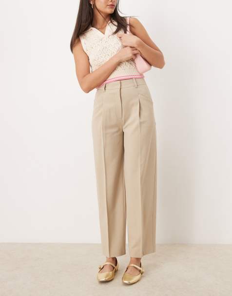 ASOS DESIGN tailored tapered  trousers in stone - view 1