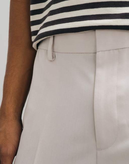 ASOS DESIGN tailored tapered trousers with elasticated waist in ecru, 4 of 5