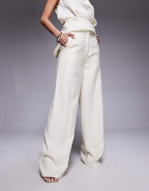 ASOS DESIGN tailored textured belted trousers co-ord in buttermilk, 2 of 5