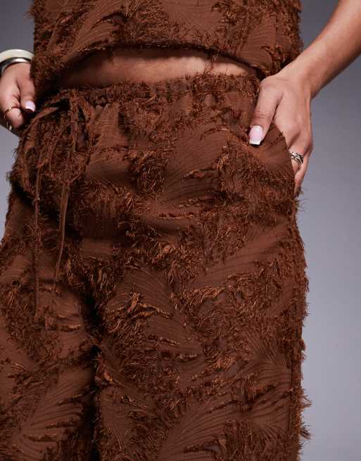 ASOS DESIGN tailored textured pants in brown - part of a set