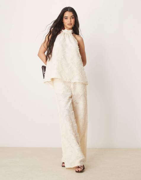 ASOS DESIGN tailored textured straight leg trousers co-ord in buttermilk - view 1