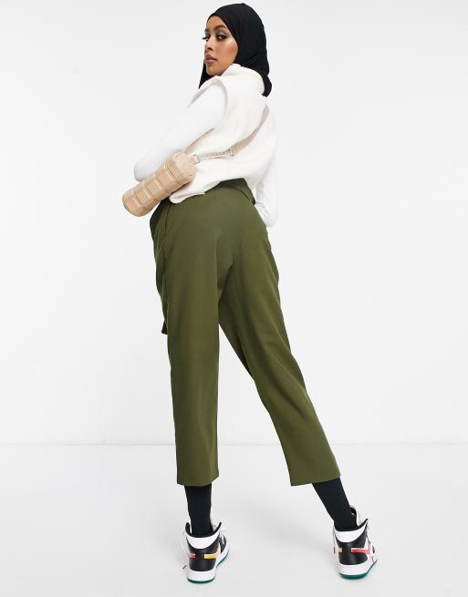 ASOS DESIGN tailored tie waist ankle grazer pants, 2 of 4