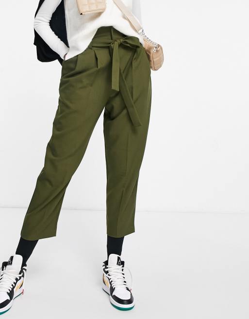 ASOS DESIGN tailored tie waist ankle grazer trousers, 4 of 4