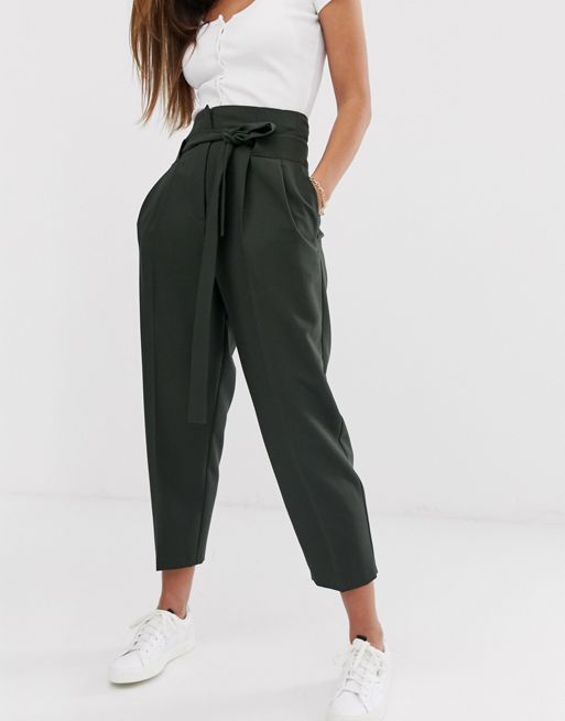 ASOS DESIGN Tailored Tie Waist Tapered Ankle Grazer Pants, 54% OFF