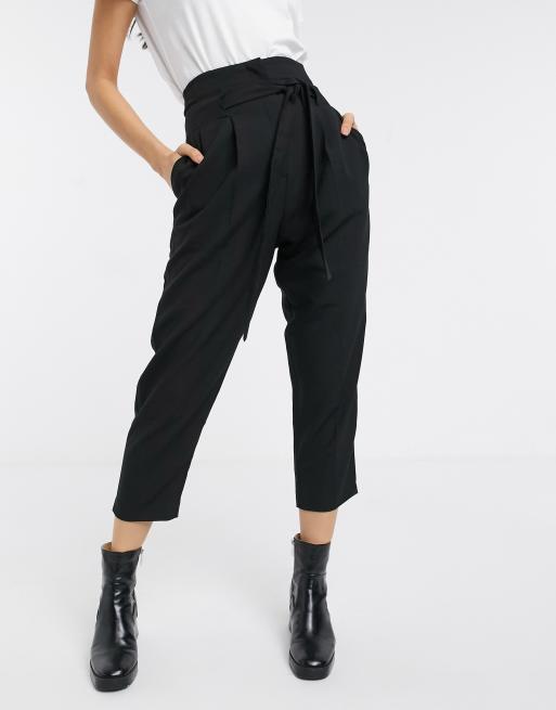 ASOS DESIGN tailored tie waist tapered ankle grazer pants, 4 of 4