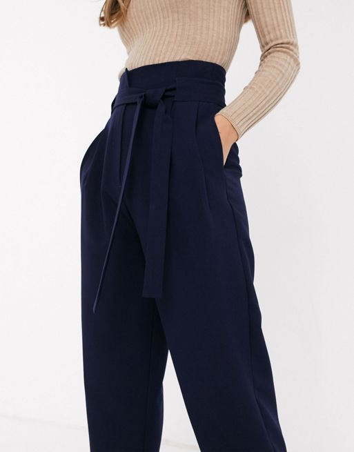 ASOS DESIGN tailored tie waist tapered ankle grazer pants