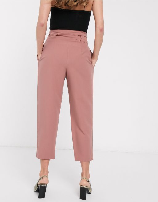 ASOS DESIGN tailored tie waist tapered ankle grazer pants