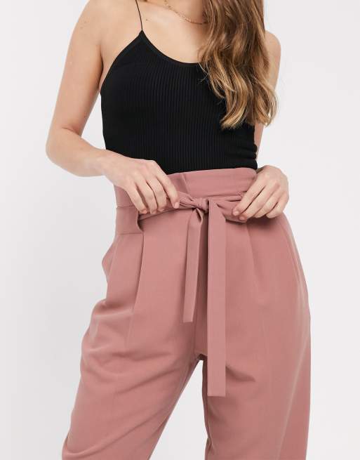 ASOS DESIGN tailored tie waist tapered ankle grazer pants