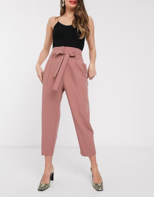 ASOS DESIGN tailored tie waist tapered ankle grazer pants