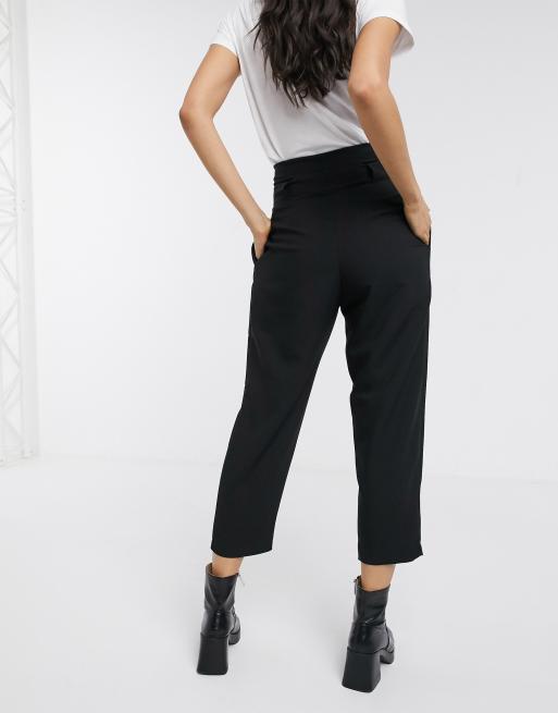 ASOS DESIGN tailored tie waist tapered ankle grazer trousers