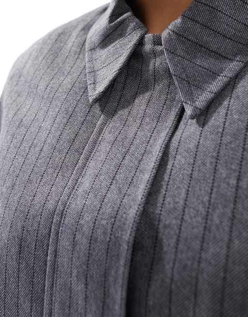 ASOS DESIGN tailored top collar jacket in charcoal stripe