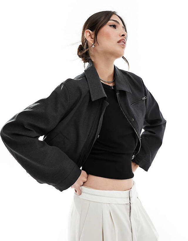 ASOS DESIGN - tailored top collar jacket in charcoal
