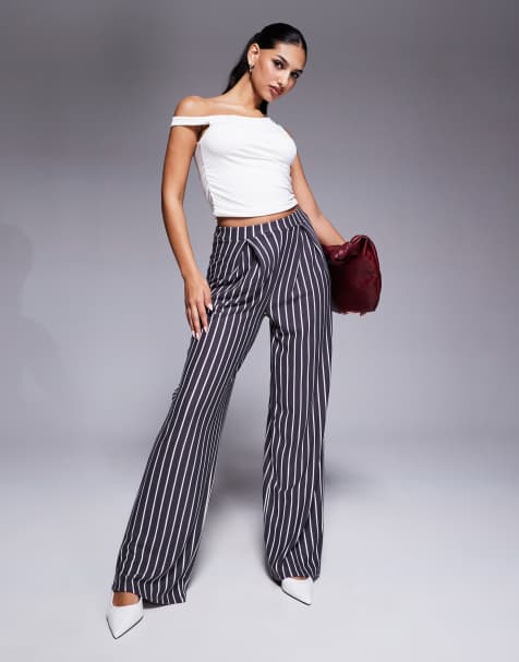 ASOS DESIGN tailored trackies in charcoal and white stripe - view 1