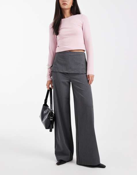 ASOS DESIGN tailored trousers with skirt in charcoal grey