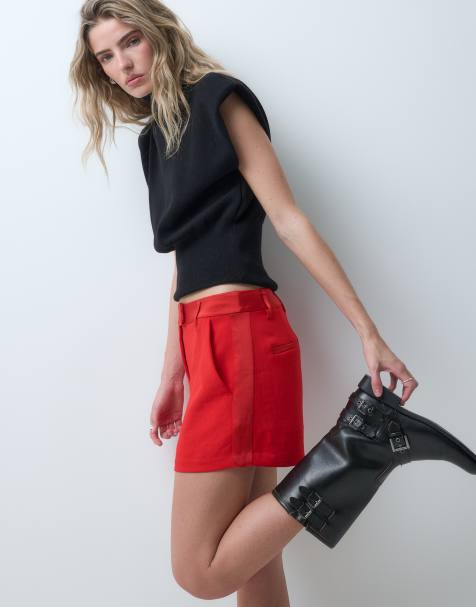 ASOS DESIGN Tailored tux micro shorts in red