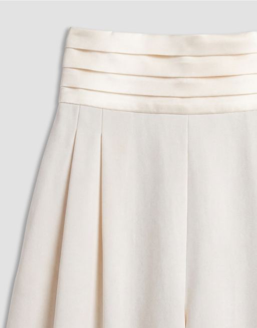 ASOS DESIGN tailored tuxedo pants with wrap waist in cream, 8 of 9