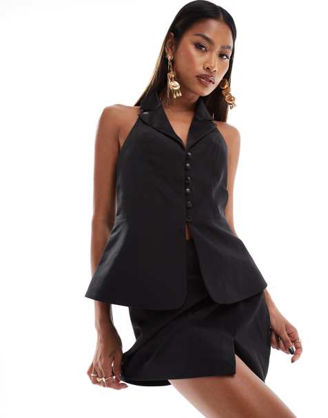 ASOS DESIGN tailored twist detail tux mini skirt in black - view 1
