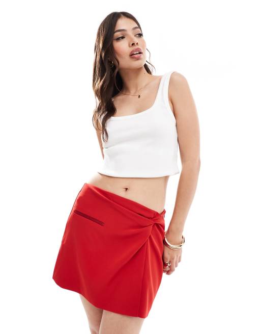 ASOS DESIGN tailored twist detail tux mini skirt in red