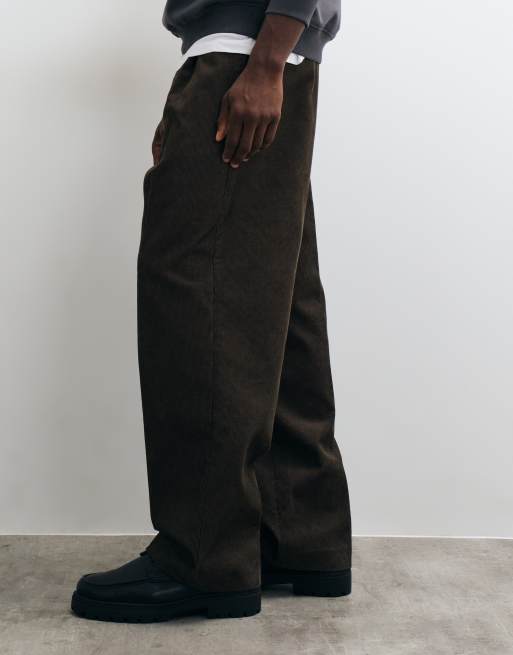 ASOS DESIGN tailored two tone corduroy wide leg pants in brown, 3 of 5