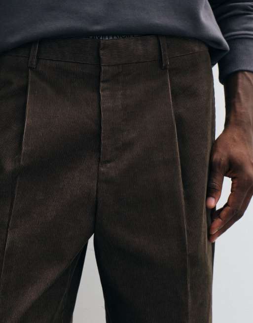 ASOS DESIGN tailored two tone corduroy wide leg pants in brown, 4 of 5