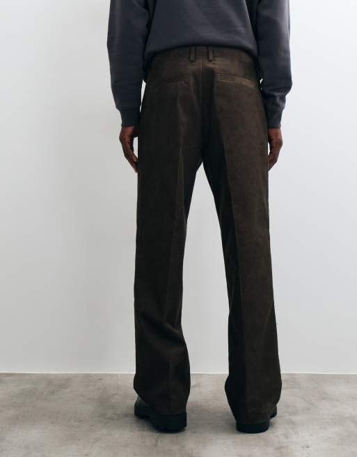 ASOS DESIGN tailored two tone corduroy wide leg trousers in brown, 5 of 5