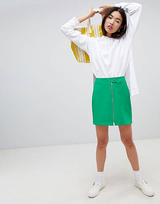ASOS DESIGN tailored uber mini skirt with zip through