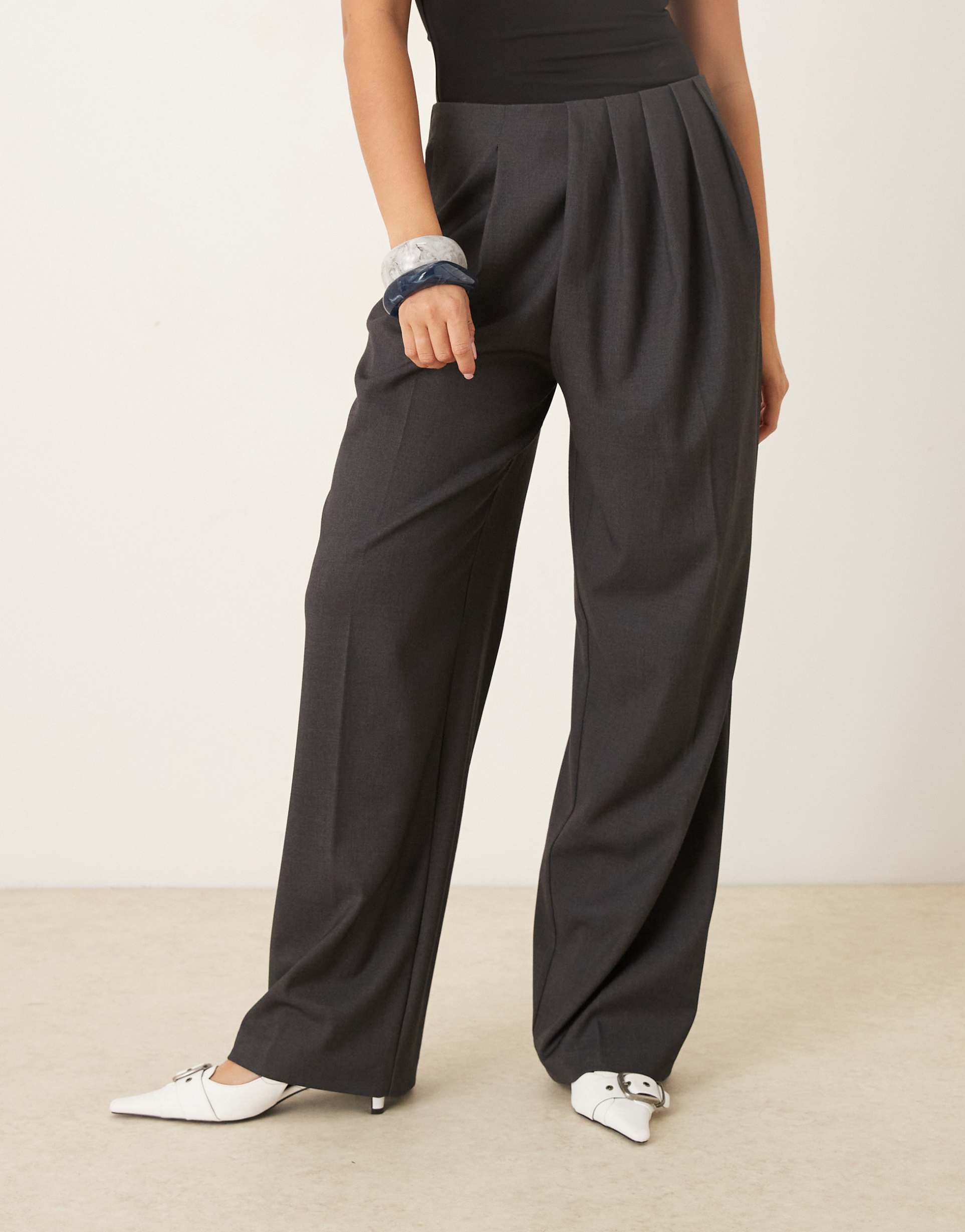 asos design tailored ultimate drape pants in charcoal