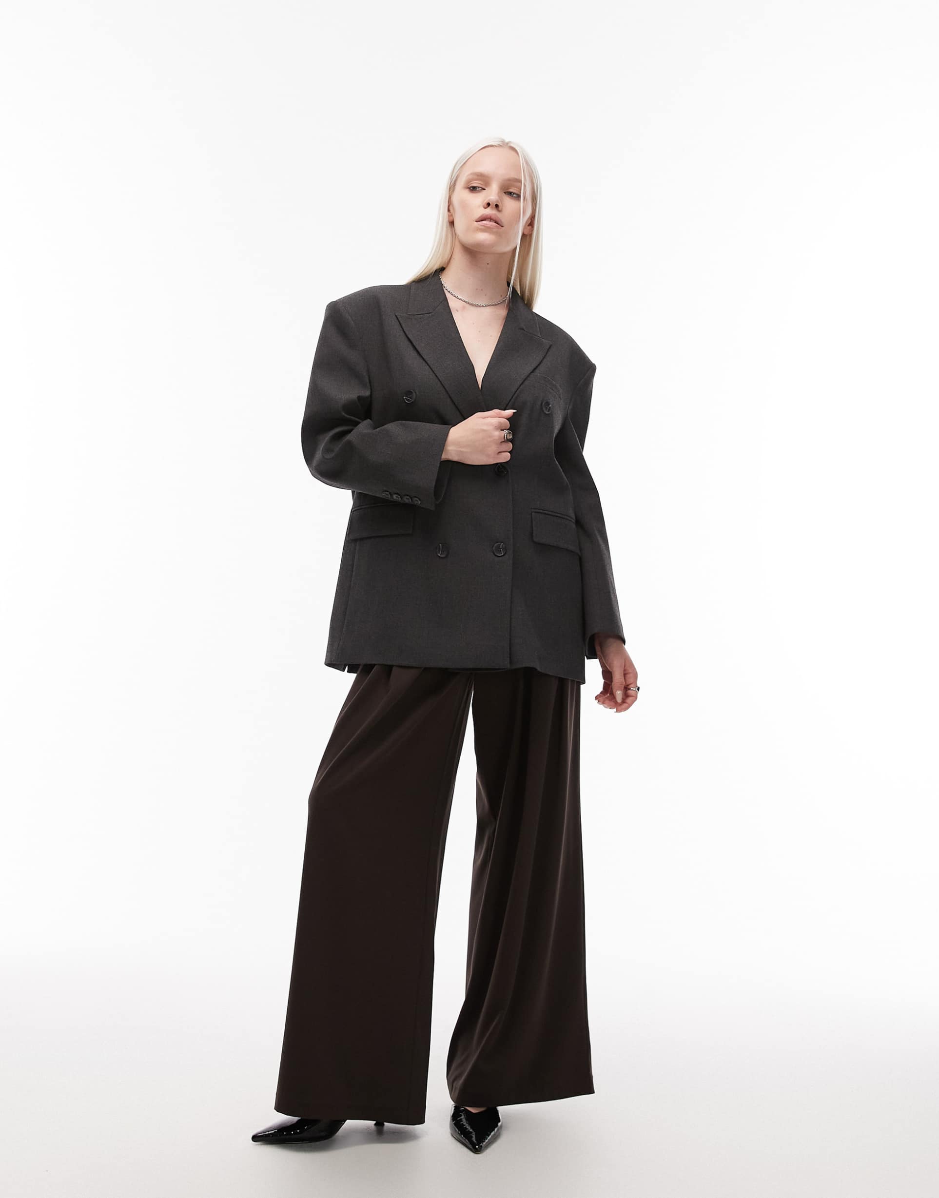 asos design tailored ultra wide leg pants in chocolate