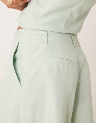Asos Design Tailored Ultra Wide Leg Pants With Pleat Detail In Blue