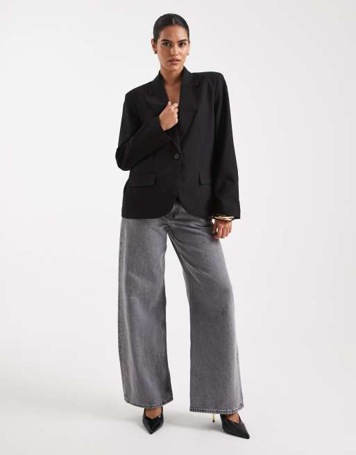 ASOS DESIGN tailored unlined relaxed blazer in black , 2 of 4