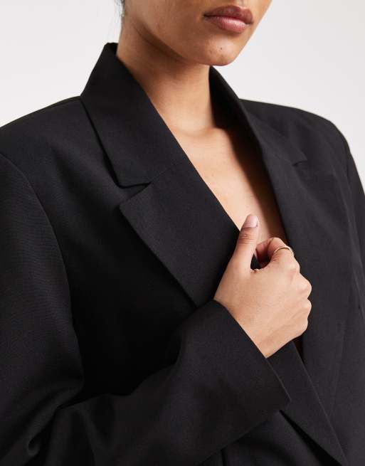 ASOS DESIGN tailored unlined relaxed blazer in black , 3 of 4