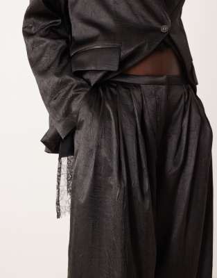 Asos Design Tailored Unstructured Palazzo Pants In Black