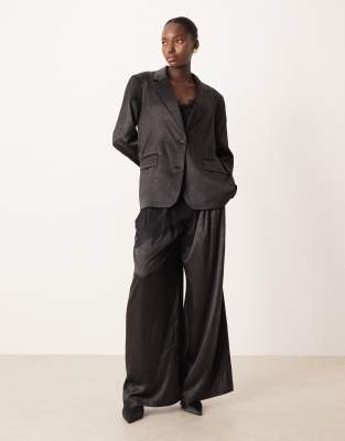 Asos Design Tailored Unstructured Satin Blazer In Brown