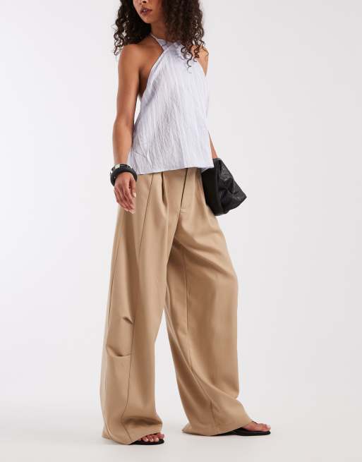 ASOS DESIGN Tailored utility barrel trouser in stone, 2 of 5