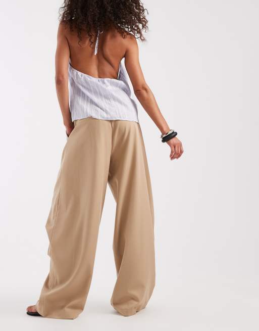 ASOS DESIGN Tailored utility barrel trouser in stone, 5 of 5