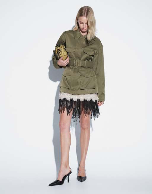 ASOS DESIGN tailored utility blazer in khaki, 3 of 4