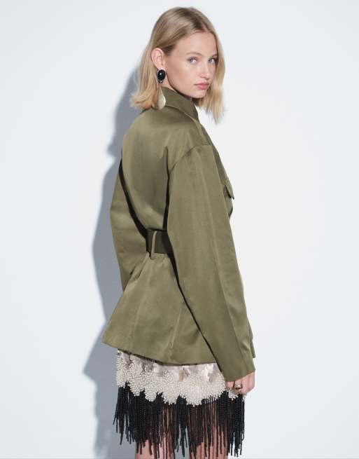 ASOS DESIGN tailored utility blazer in khaki, 4 of 4
