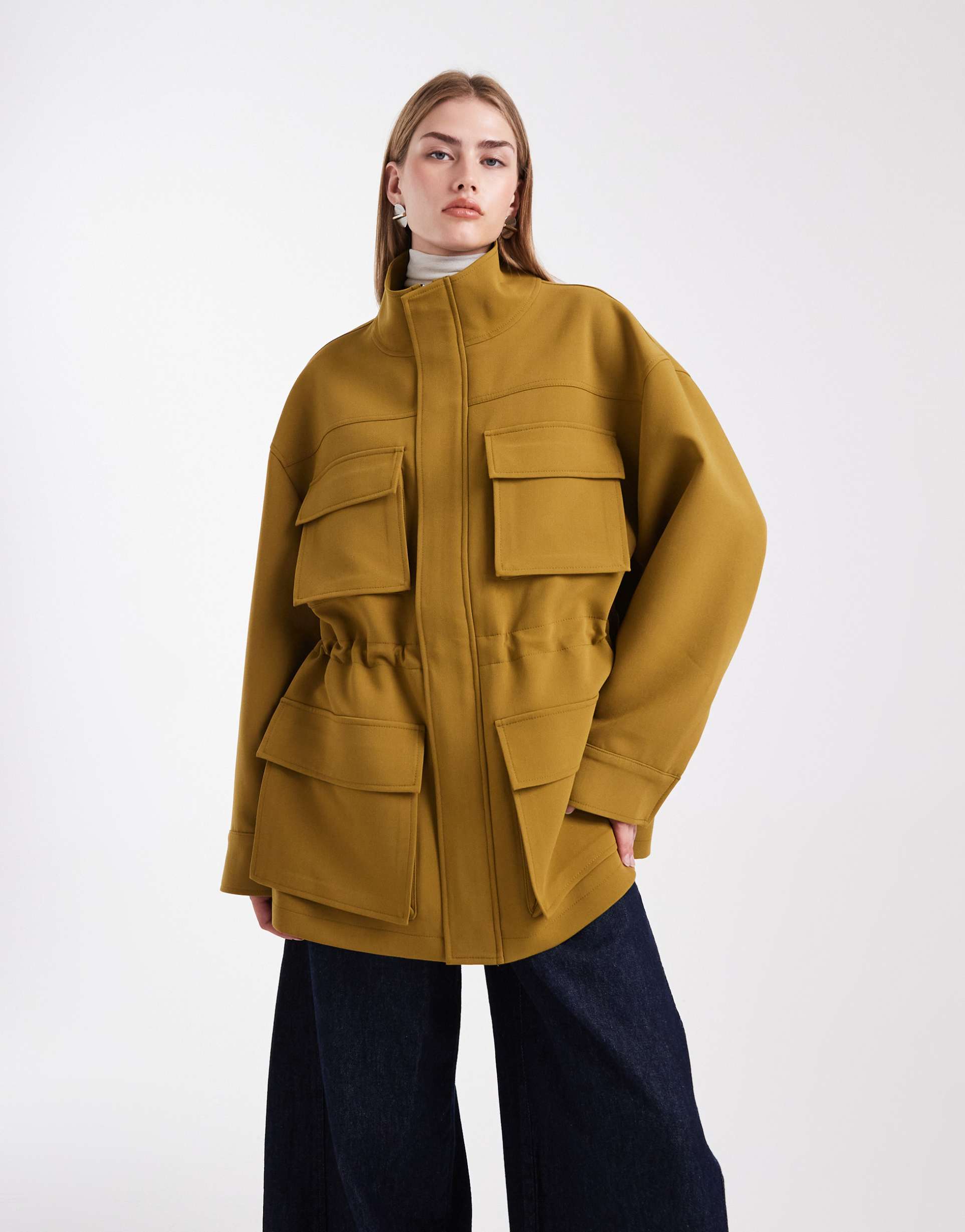 asos design tailored utility patch pocketed jacket in olive