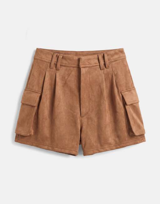ASOS DESIGN Tailored utility suedette short in tan, 6 of 9