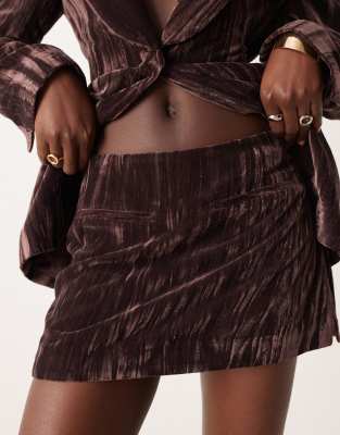 Asos Design Tailored Velvet Skort In Brown