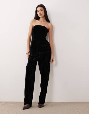Asos Design Tailored Velvet Tapered Pants In Black