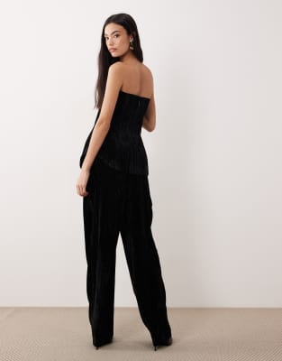 Asos Design Tailored Velvet Tapered Pants In Black