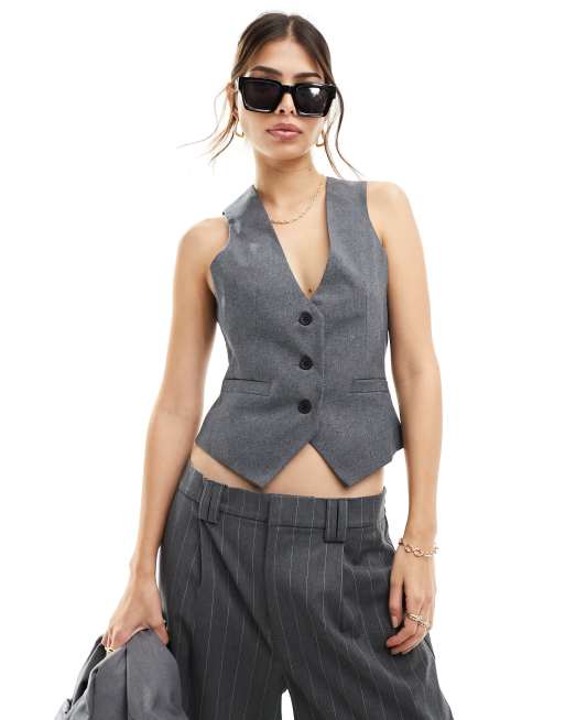  ASOS DESIGN tailored waistcoat in charcoal