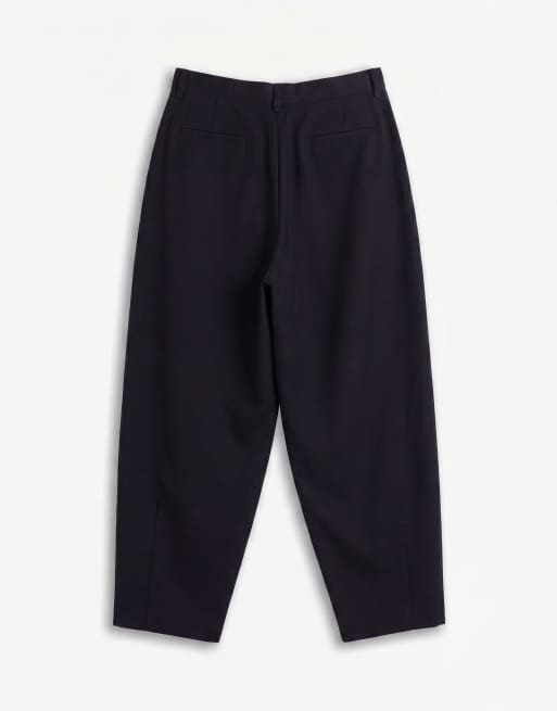 ASOS DESIGN tailored wide barrel leg pants in black microtexture, 7 of 7